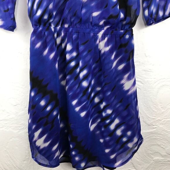 Express Black and Cobalt Tie Dye Chiffon Dress - Picture 11 of 13